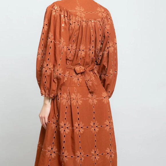 Women’s Eva Franco Florence Midi dress, beautiful cotton eyelet dress - Picture 2 of 7